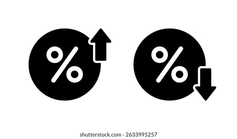 Up and down percent icon. Increase and decrease percentage sign. Growth and decline symbol