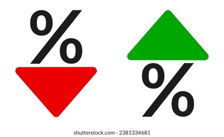 Icono de porcentaje ascendente y descendente - vector para stock
