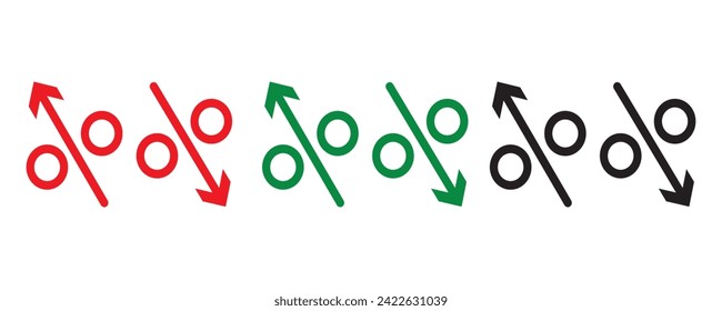 Up and down Percentage arrow icon set , Cost reduction and increase symbol. Financial sign collection