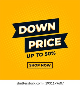 down price yellow and black abstract sale banner