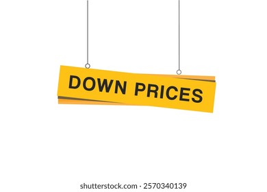 Down prices banner hanging style vector. flat template design.