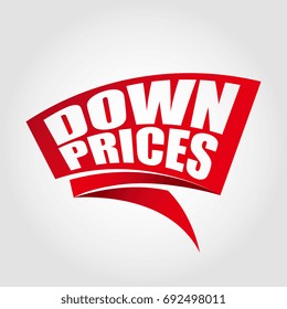 Down prices labels banners