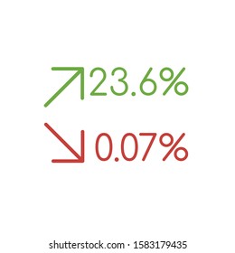 up and down red and green arrow, growth and decrease financial concept. Stock Vector illustration isolated on white background.