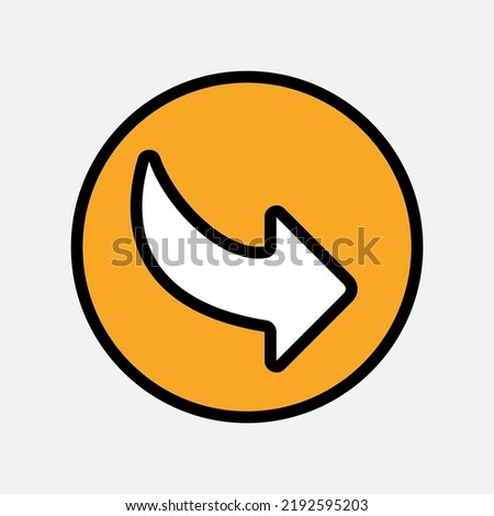 Down right arrow icon in filled line style, use for website mobile app presentation
