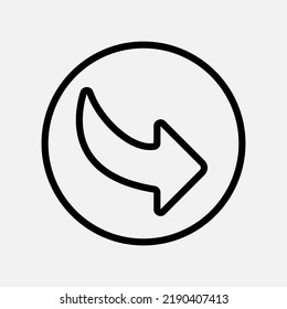 Icono de flecha abajo a la derecha en estilo de línea, uso para presentación de aplicaciones móviles del sitio web