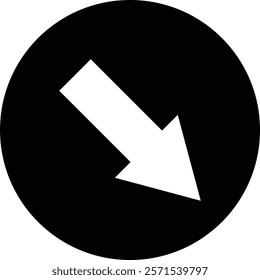 Down right arrow icon in trendy style . Down right direction arrow icon vector