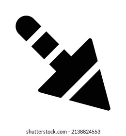 Icono de flecha abajo a la derecha.Icono de flecha en estilo plano moderno aislado. Símbolo de flecha para el diseño del sitio web, logotipo, aplicación, interfaz de usuario. Ilustración del vector