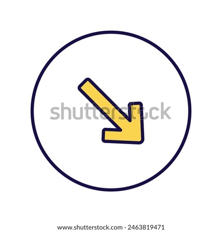 down right icon with white background vector stock illustration