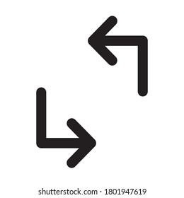 down right and up left arrow icon symbol