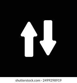 up down and right left arrow  vector icon on black background eps 10