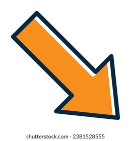 Down Right Vector Thick Line Filled Dark Colors Icons For Personal And Commercial Use.
