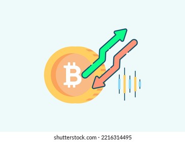 Up And Down, Rise And Fall Cripto Curency Illustration Vector Bitcoin, Stable Coin