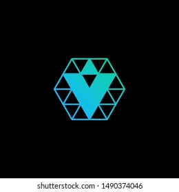 Down Rocket logo, Arrow symbol concept. Hexagon Rocket Logo Template Design. Spaceship startup abstract business logo idea. Corporate identity logotype, company graphic design template - vector
