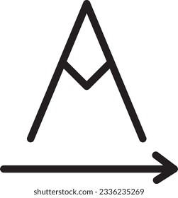 Icono de contorno de texto de rotación descendente