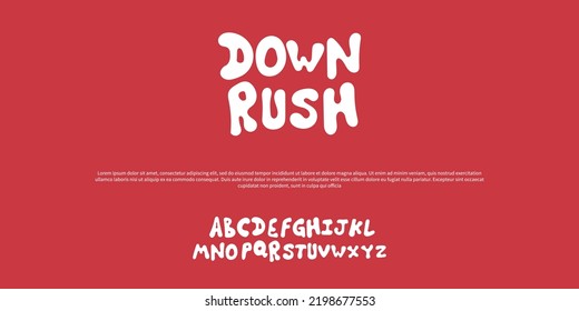 DOWN RUSH is unique, playful font. Vector illustrations font drawing.