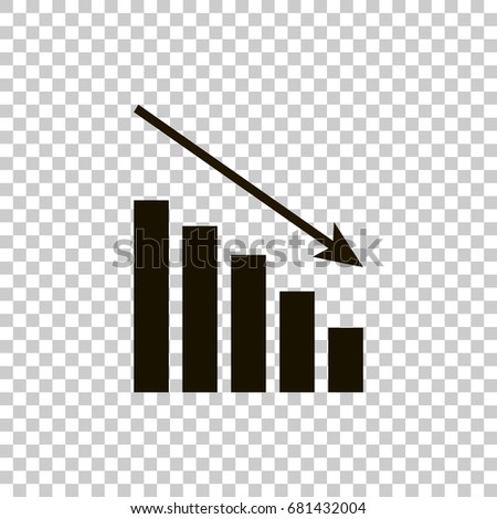 Down schedule, the decline. Infographic, chart icon,  Flat vector illustration.