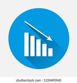 Down schedule, the decline. Infographic.  Flat vector illustration on blue background. Flat image chart with long shadow. Layers grouped for easy editing illustration. For your design.