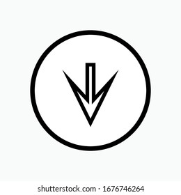 Down Scroll Icon - Vector. Universal Interface.