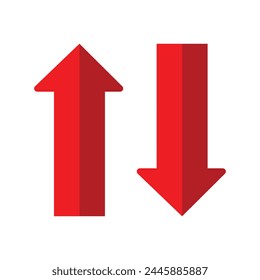 Up and down sign arrow icon set. Directional Navigation Symbol. Upward, downward arrows in isolated on white background. Vector illustration. Eps file 77.
