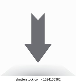 Symbol unten. Pfeil nach unten. Infografische Vektorpfeile und -richtung.
