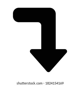 down sign icon vector black 