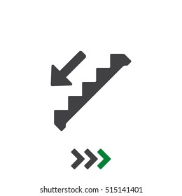 Down Staircase Icon Vector flat design style