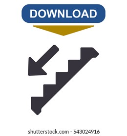 Down Staircase Icon Vector flat design style