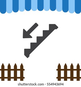 Down Staircase Icon Vector flat design style