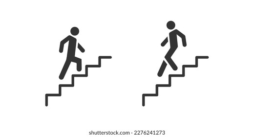 Up and down staircase vector icon. Staircase vector symbol is isolated on a grey background