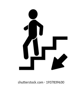 down the stairs icon on white background