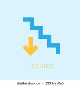 down stairs icon or sign for airport prohibited 