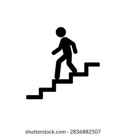Down stairs silhouette icon vector illustration on white background.