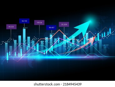 
fondo del gráfico de finanzas del mercado de valores ascendente y descendente