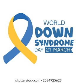 Down syndrome awareness Blue and yellow ribbon