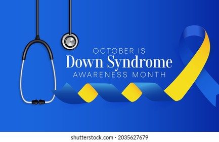 Down Syndrome awareness month is observed every year in October, it is a condition in which a person has an extra chromosome, they are small packages of genes in the body. vector illustration