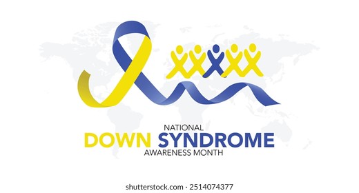 Down Syndrome awareness month is observed every year in October, it is a condition in which a person has an extra chromosome, they are small packages of genes in the body. vector illustration	