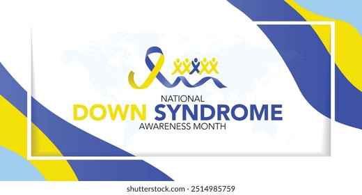 Down Syndrome awareness month is observed every year in October, it is a condition in which a person has an extra chromosome, they are small packages of genes in the body. vector illustration	