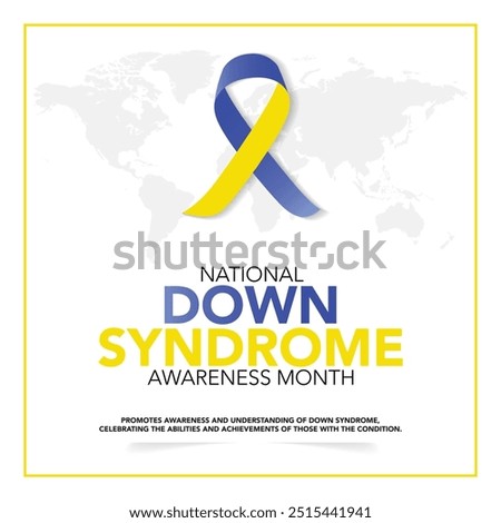Down Syndrome awareness month is observed every year in October, it is a condition in which a person has an extra chromosome, they are small packages of genes in the body. vector illustration	