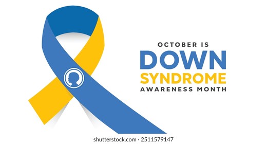 Down Syndrome Awareness Month. Ribbon and kid. Great for cards, banners, posters, social media and more. White background.