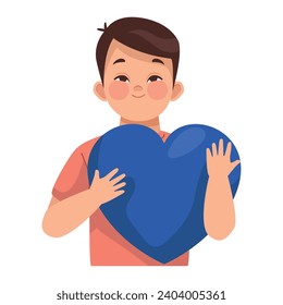 down syndrome boy with heart isolated