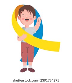 down syndrome boy with ribbon illustration