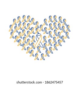 Down-Syndrom-Kampagnenbänder Muster im Stil der Herzline Symbol Vektorgrafik-Design