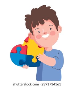 down syndrome cute boy illustration