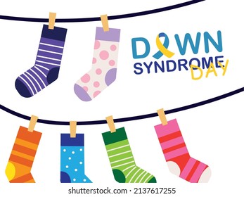 tarjeta del día del síndrome de baja con calcetines