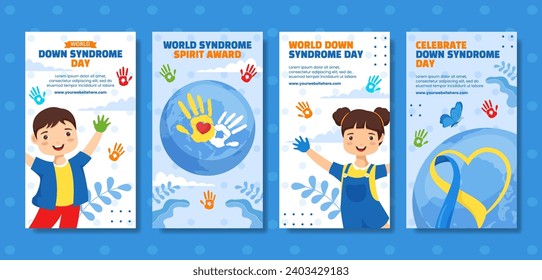 Down Syndrome Day Social Media Stories Flat Cartoon Hand Drawn Templates Background Illustration