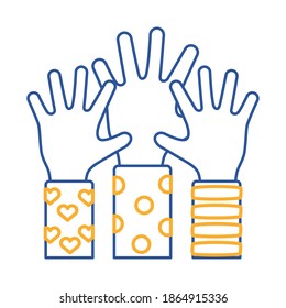 down syndrome hands up line style icon vector illustration design