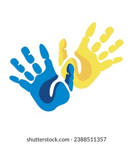 down syndrome hands paint illustration isolated