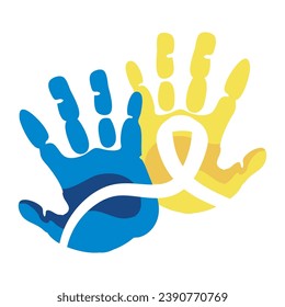 down syndrome hands print illustration isolated