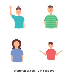Down syndrome icons set cartoon vector. Happy people with down syndrome. Genetic disease