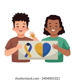 down syndrome kids characters illustration isolated